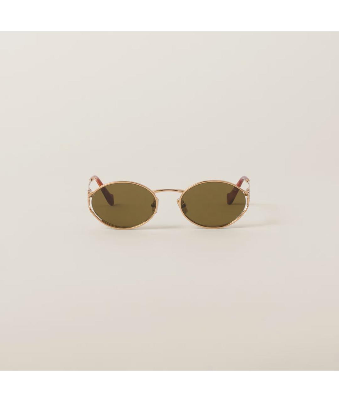 MIU MIU Золотые металлические солнцезащитные очки, фото 2