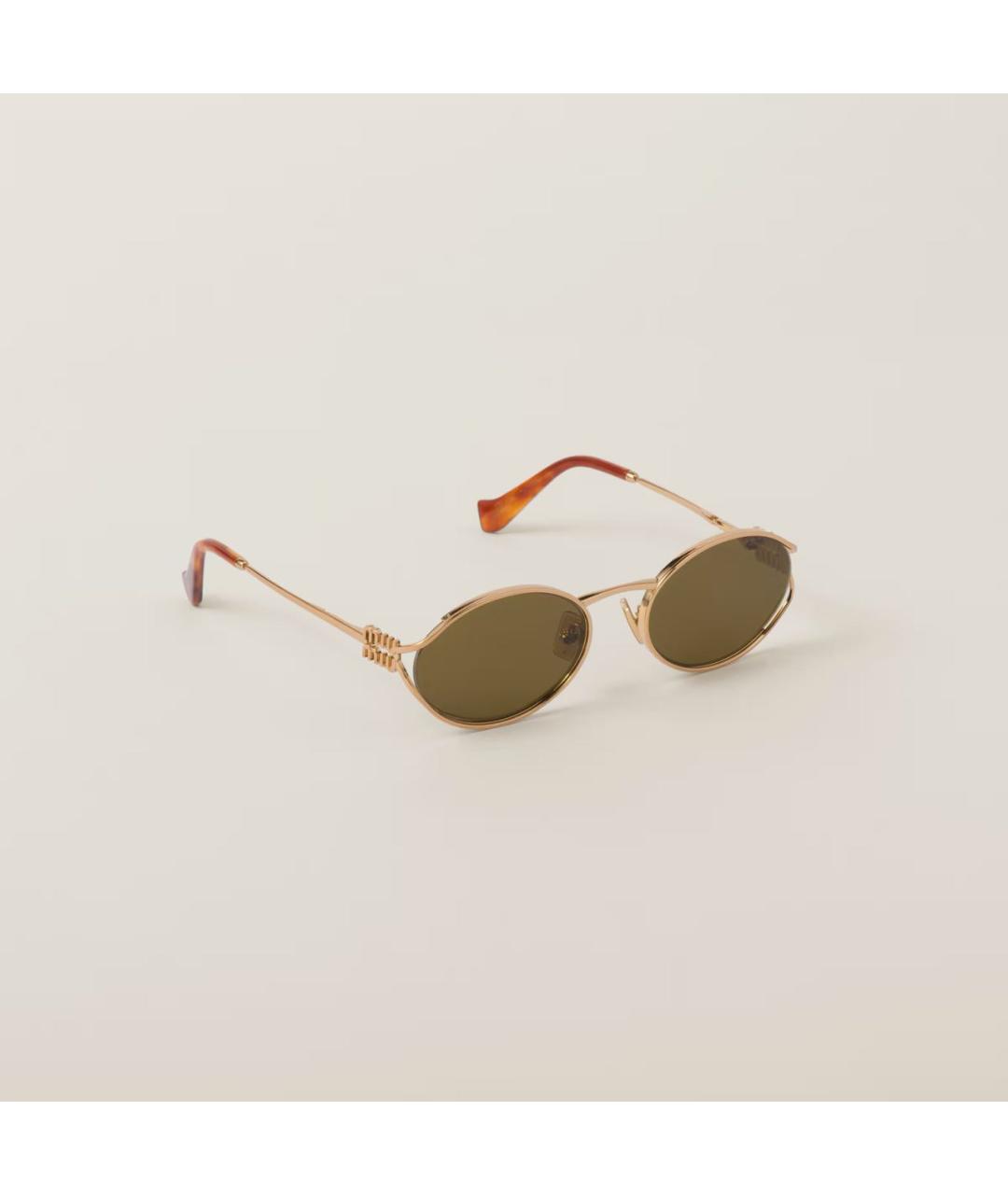 MIU MIU Золотые металлические солнцезащитные очки, фото 9