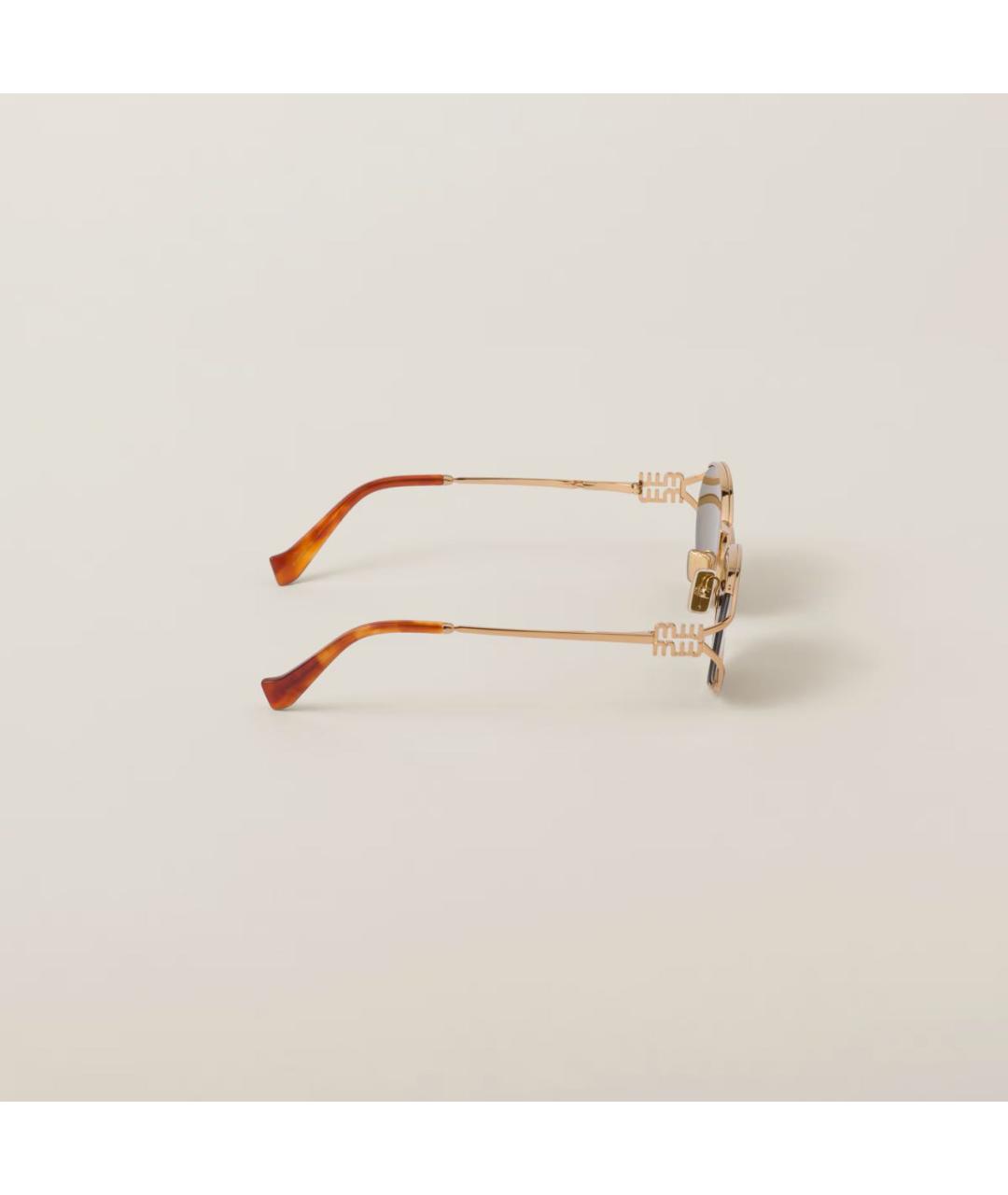 MIU MIU Золотые металлические солнцезащитные очки, фото 3