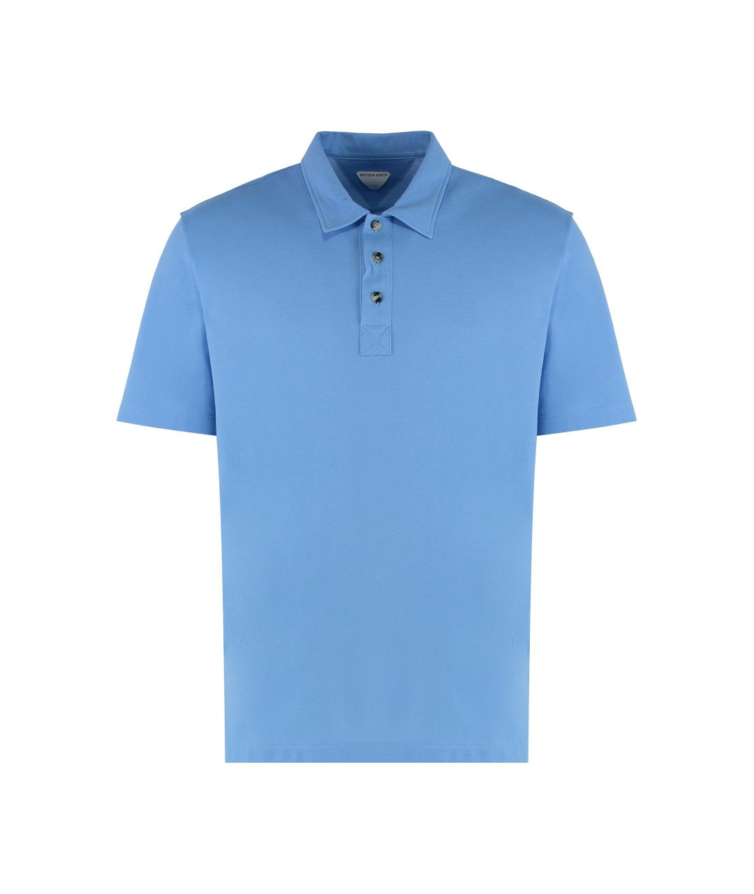 BOTTEGA VENETA Голубое хлопковое поло с коротким рукавом, фото 1