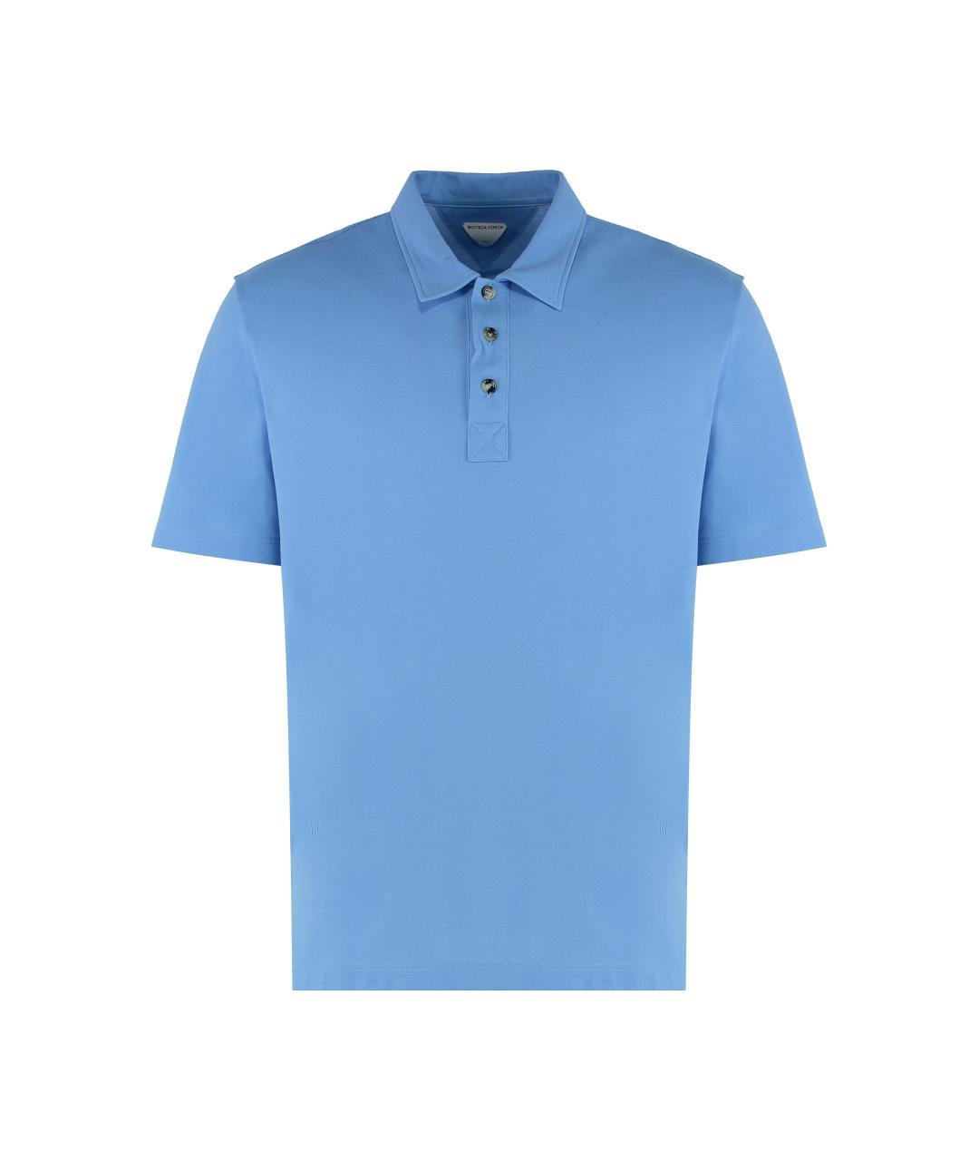 BOTTEGA VENETA Голубое хлопковое поло с коротким рукавом, фото 3