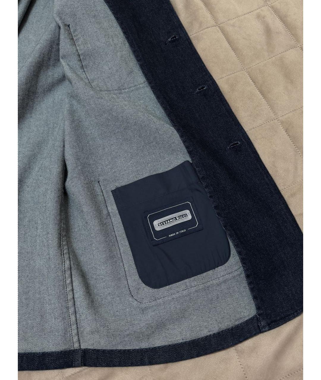 STEFANO RICCI Темно-синяя хлопковая куртка, фото 8