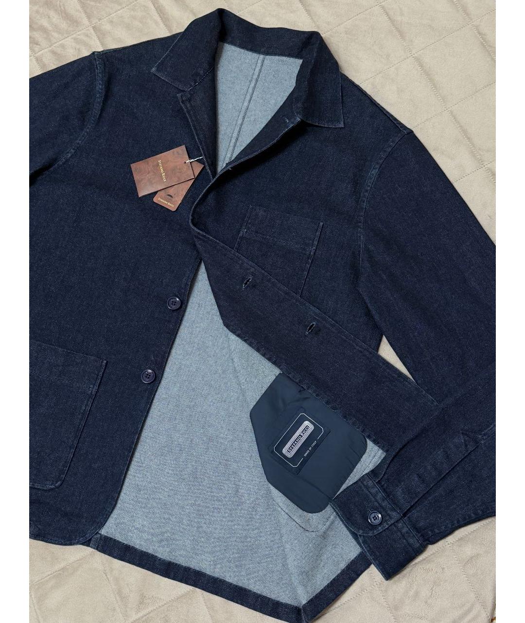 STEFANO RICCI Темно-синяя хлопковая куртка, фото 6