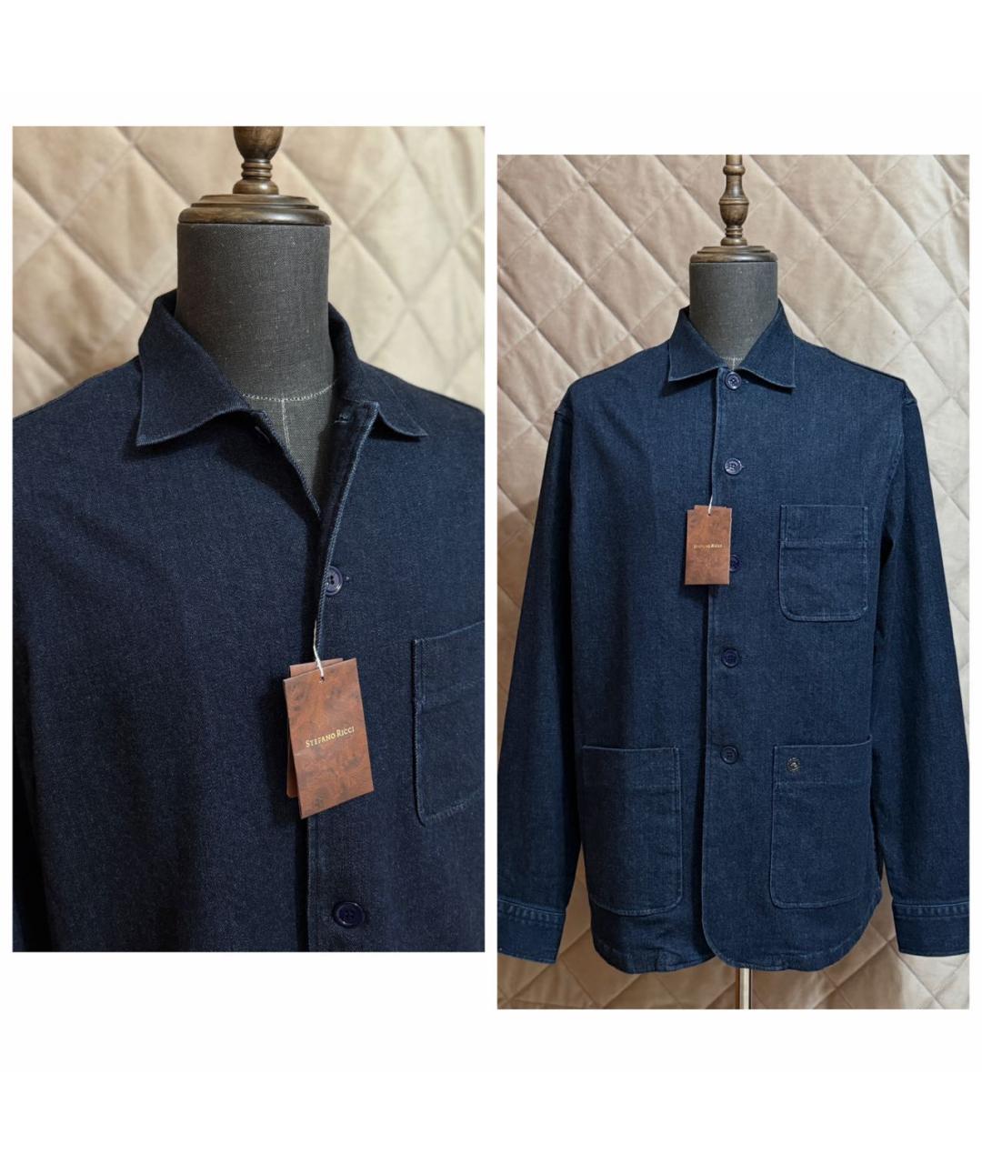 STEFANO RICCI Темно-синяя хлопковая куртка, фото 2