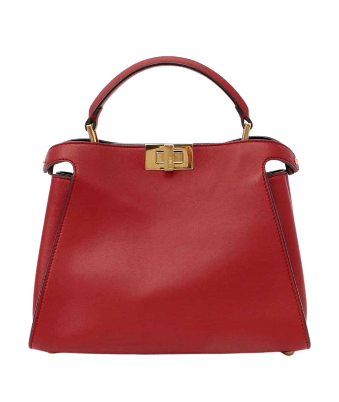 FENDI Красная кожаная сумка тоут, фото 1