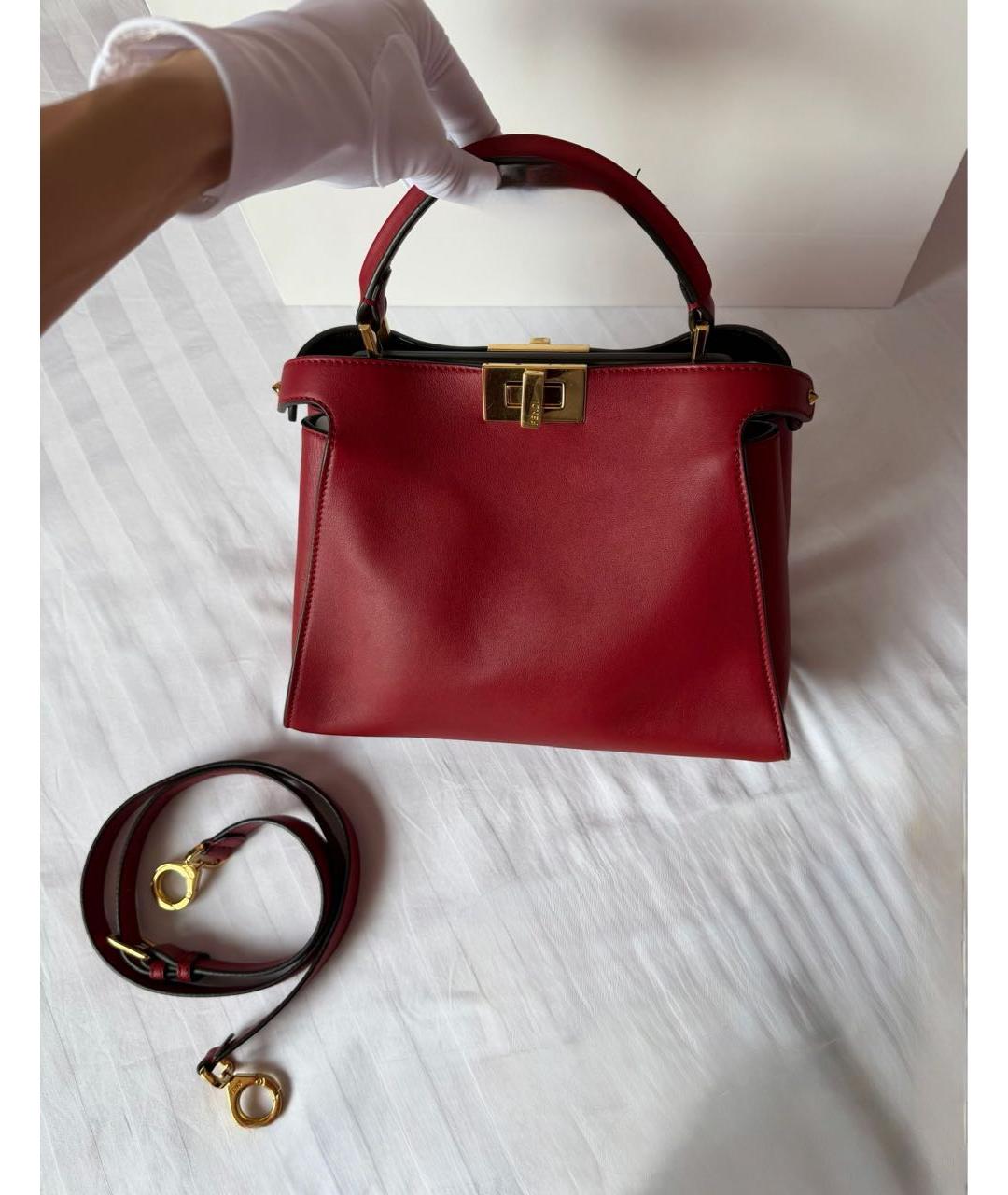 FENDI Красная кожаная сумка тоут, фото 2