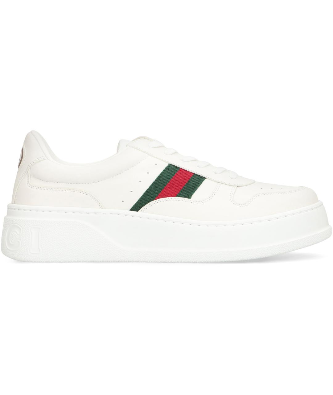 GUCCI Белые кожаные низкие кроссовки / кеды, фото 2