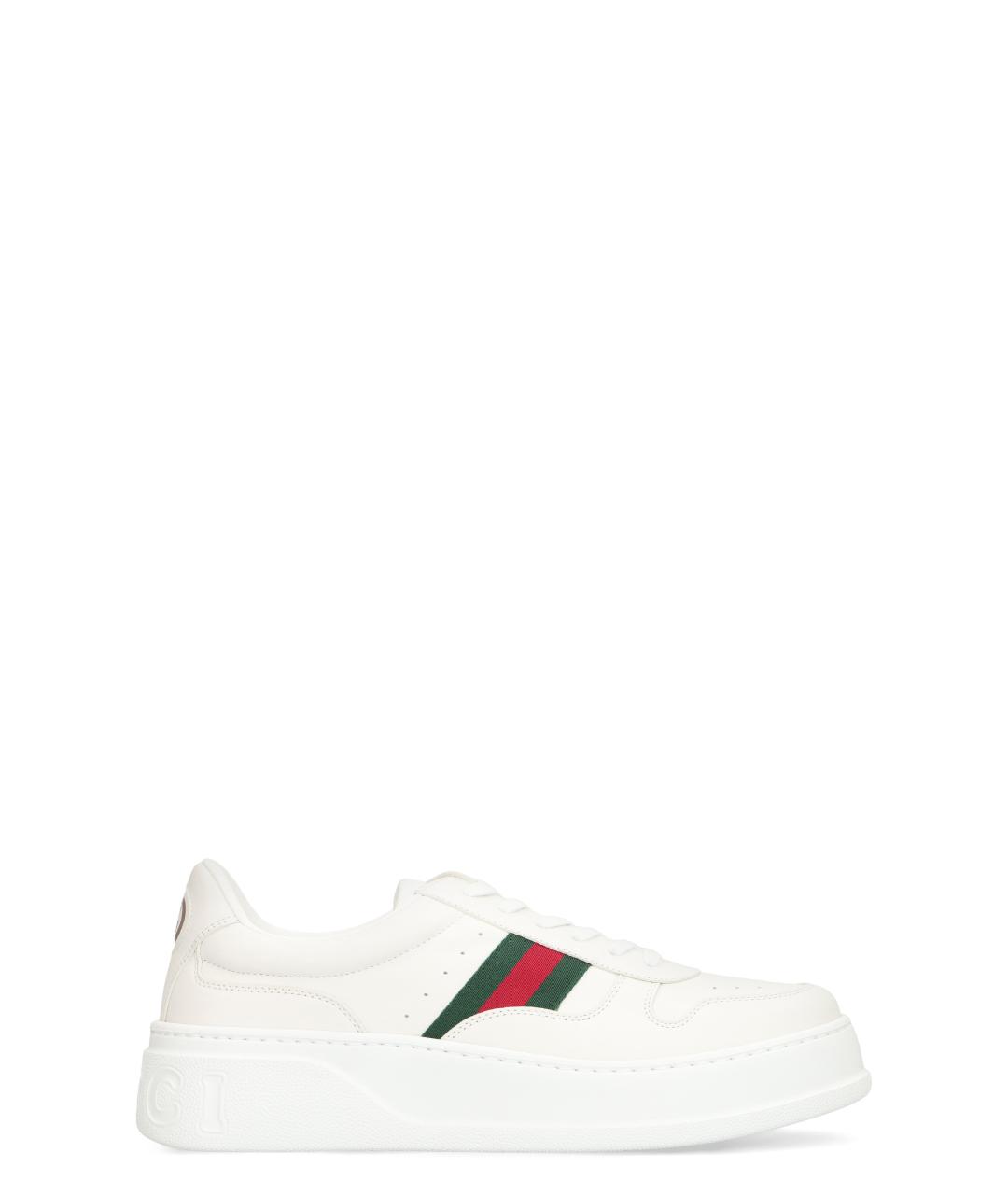GUCCI Белые кожаные низкие кроссовки / кеды, фото 1