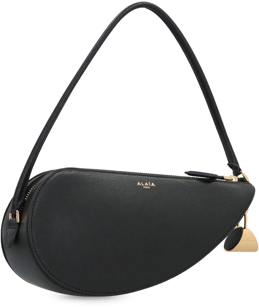 ALAIA Черная кожаная сумка с короткими ручками, фото 2