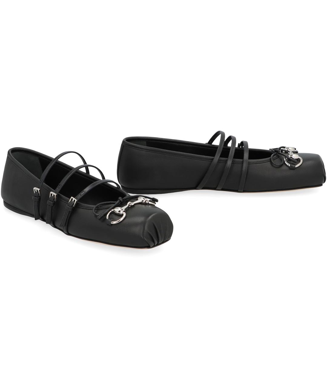GUCCI Черные кожаные балетки, фото 2