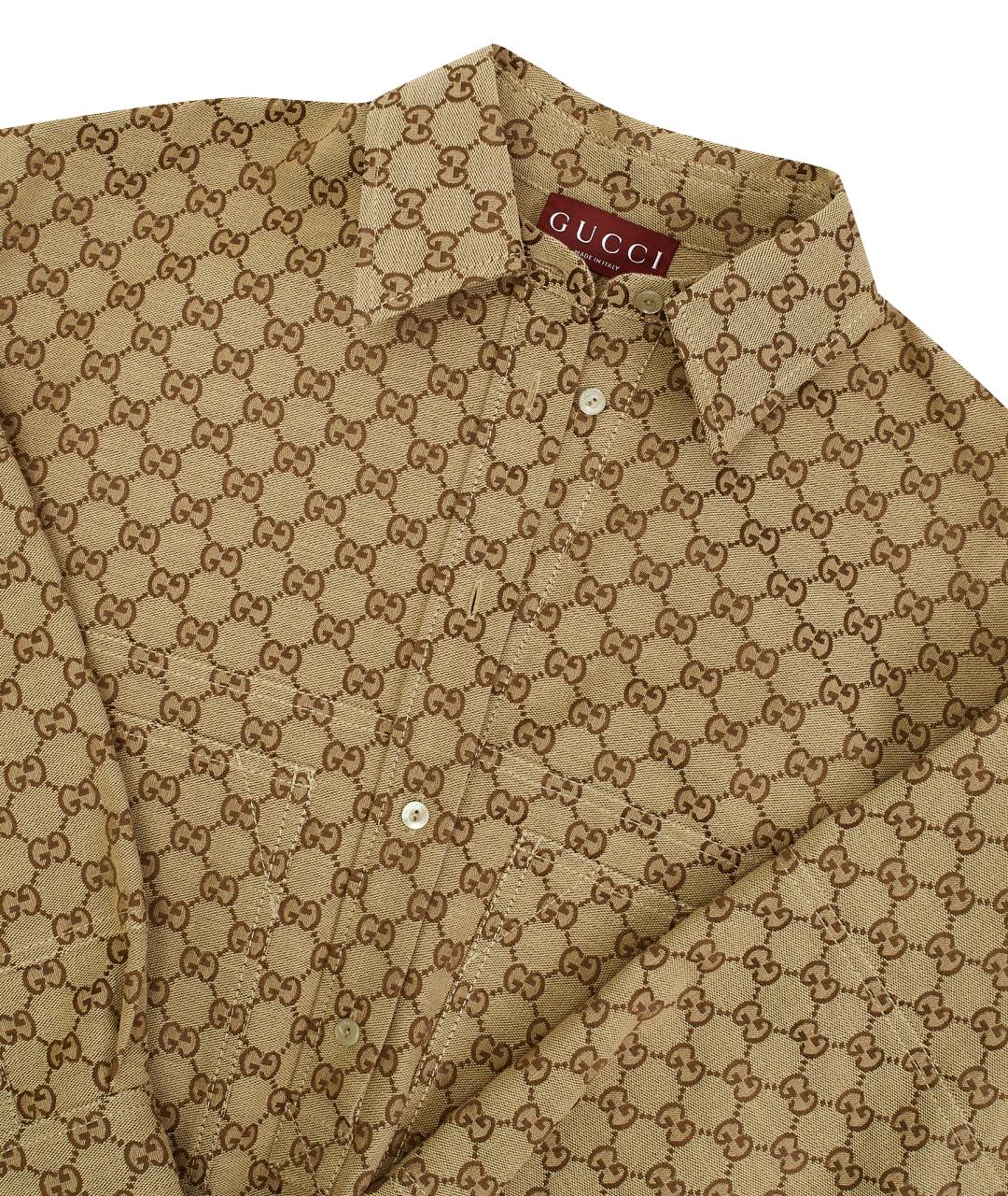 GUCCI Коричневая хлопковая рубашка, фото 9