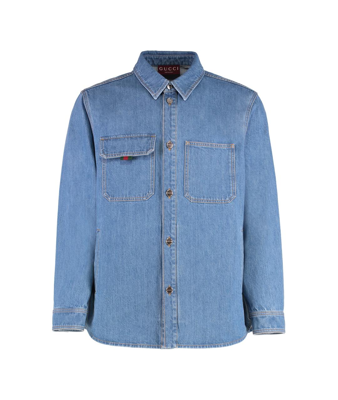 GUCCI Синяя хлопковая кэжуал рубашка, фото 1