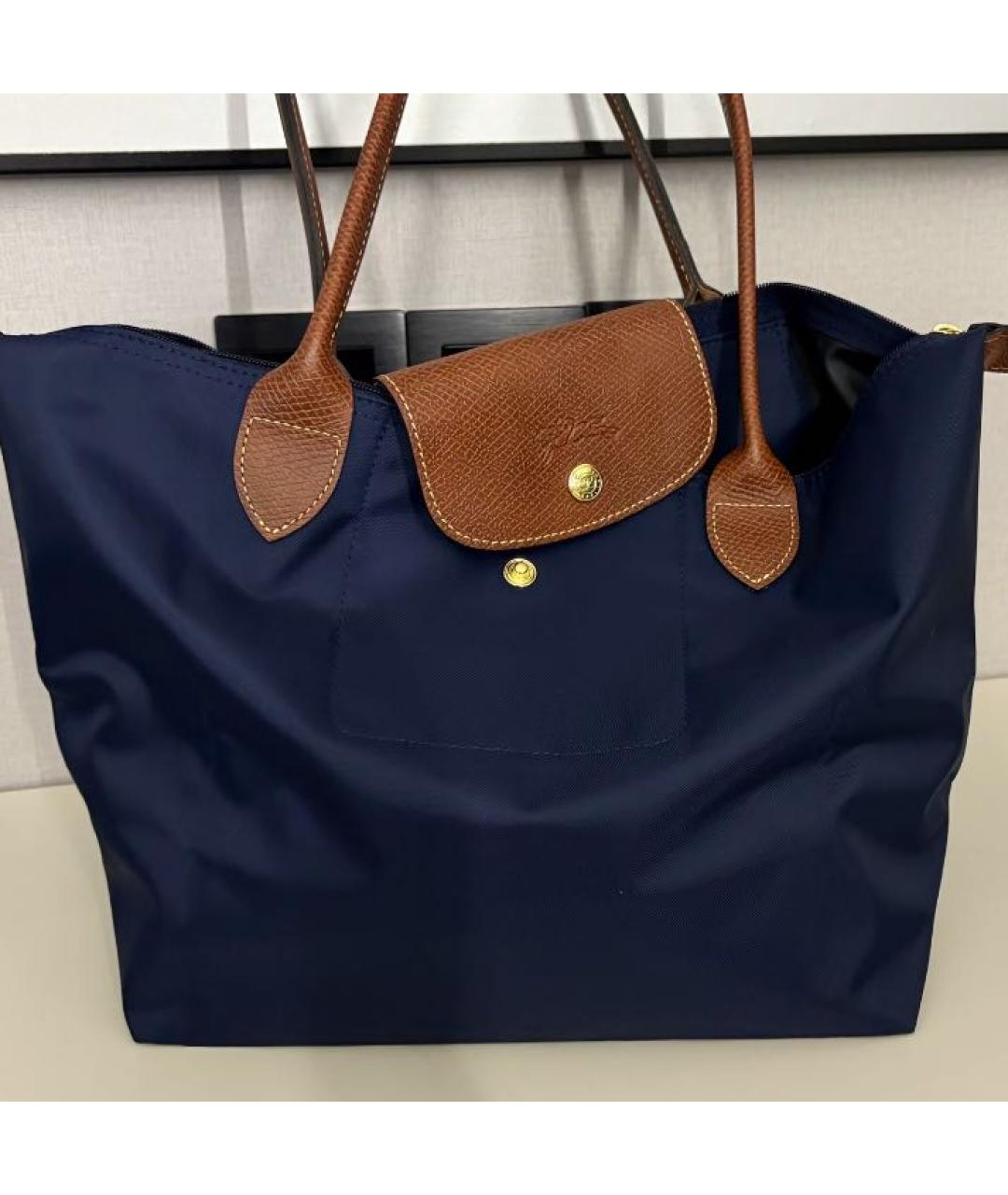 LONGCHAMP Темно-синяя тканевая сумка тоут, фото 6