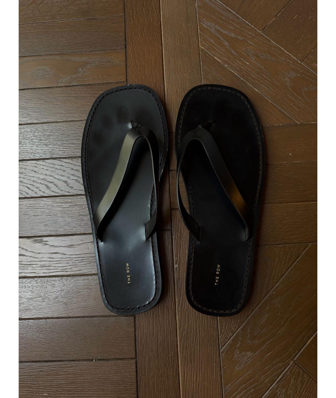 THE ROW Черные кожаные шлепанцы, фото 3