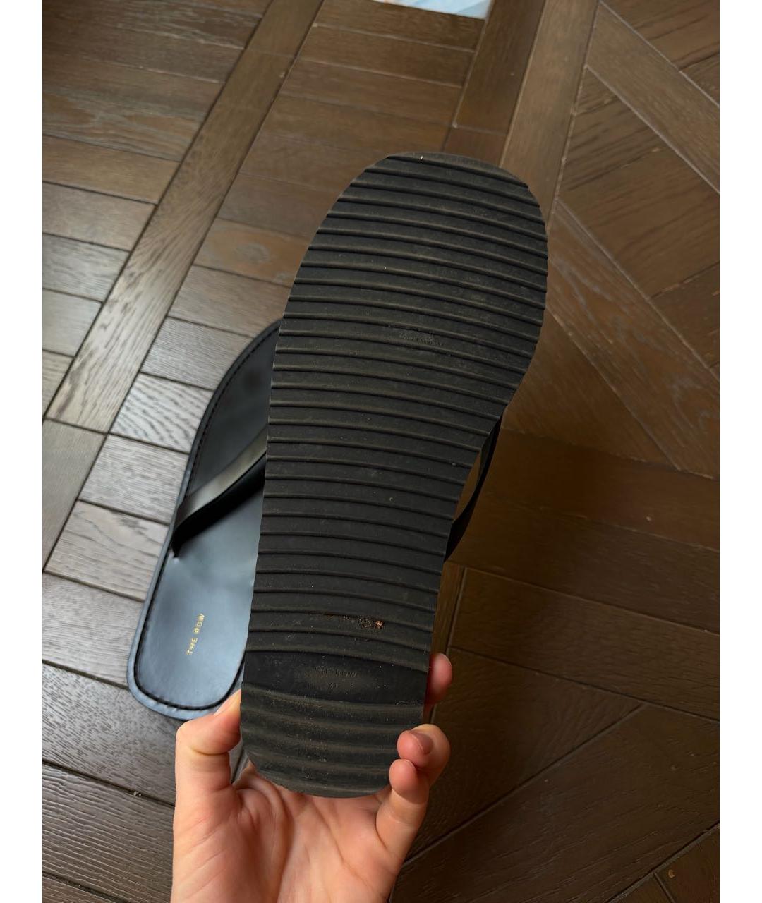 THE ROW Черные кожаные шлепанцы, фото 4