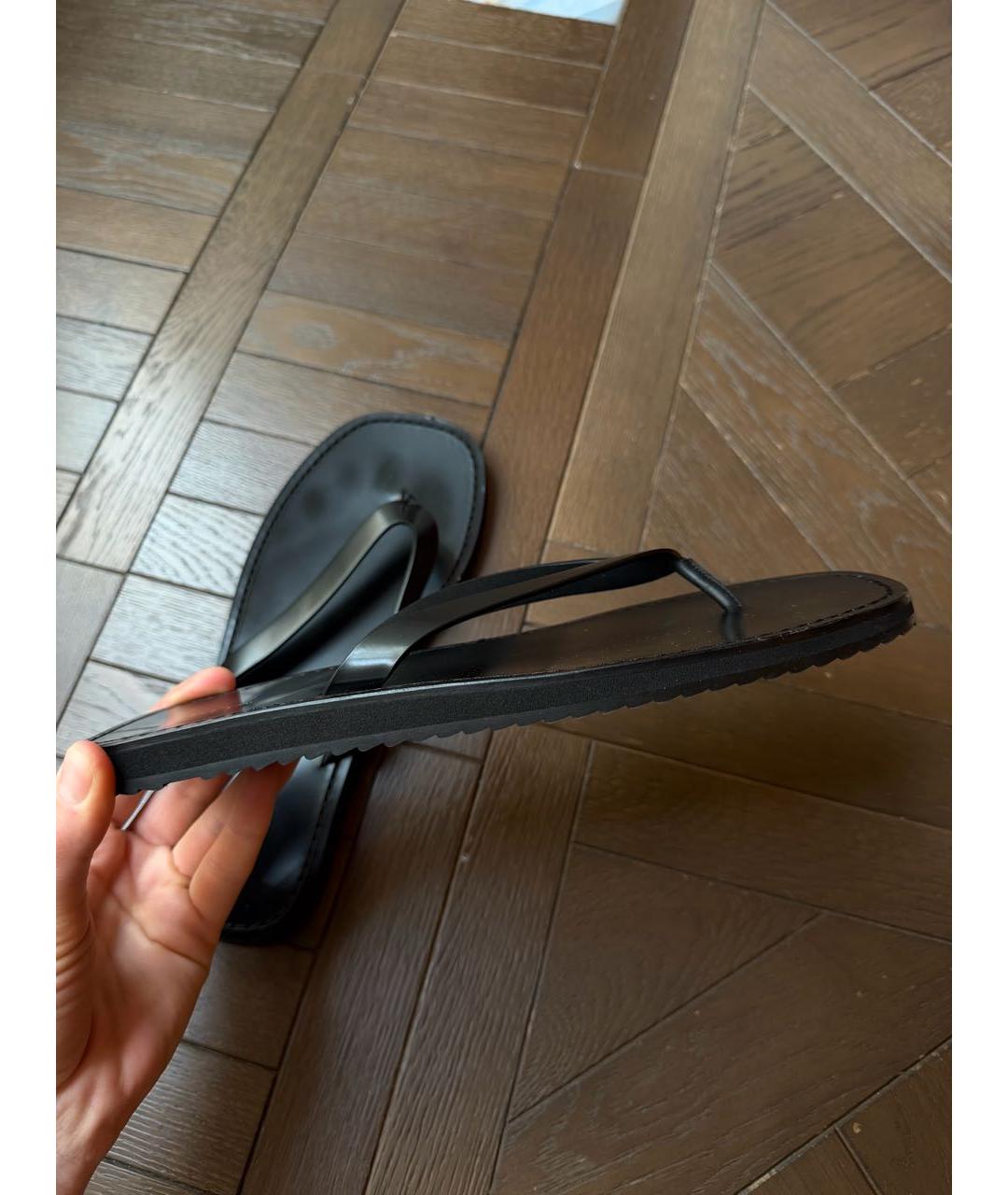 THE ROW Черные кожаные шлепанцы, фото 2