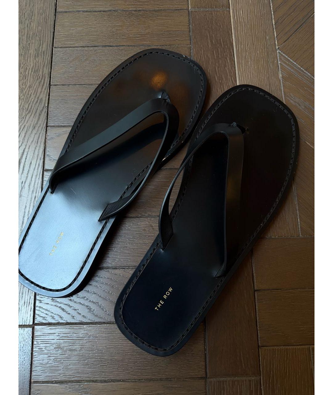 THE ROW Черные кожаные шлепанцы, фото 5