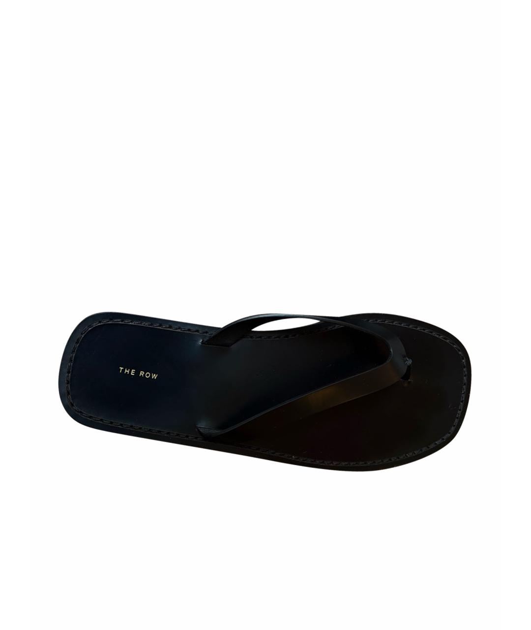 THE ROW Черные кожаные шлепанцы, фото 1