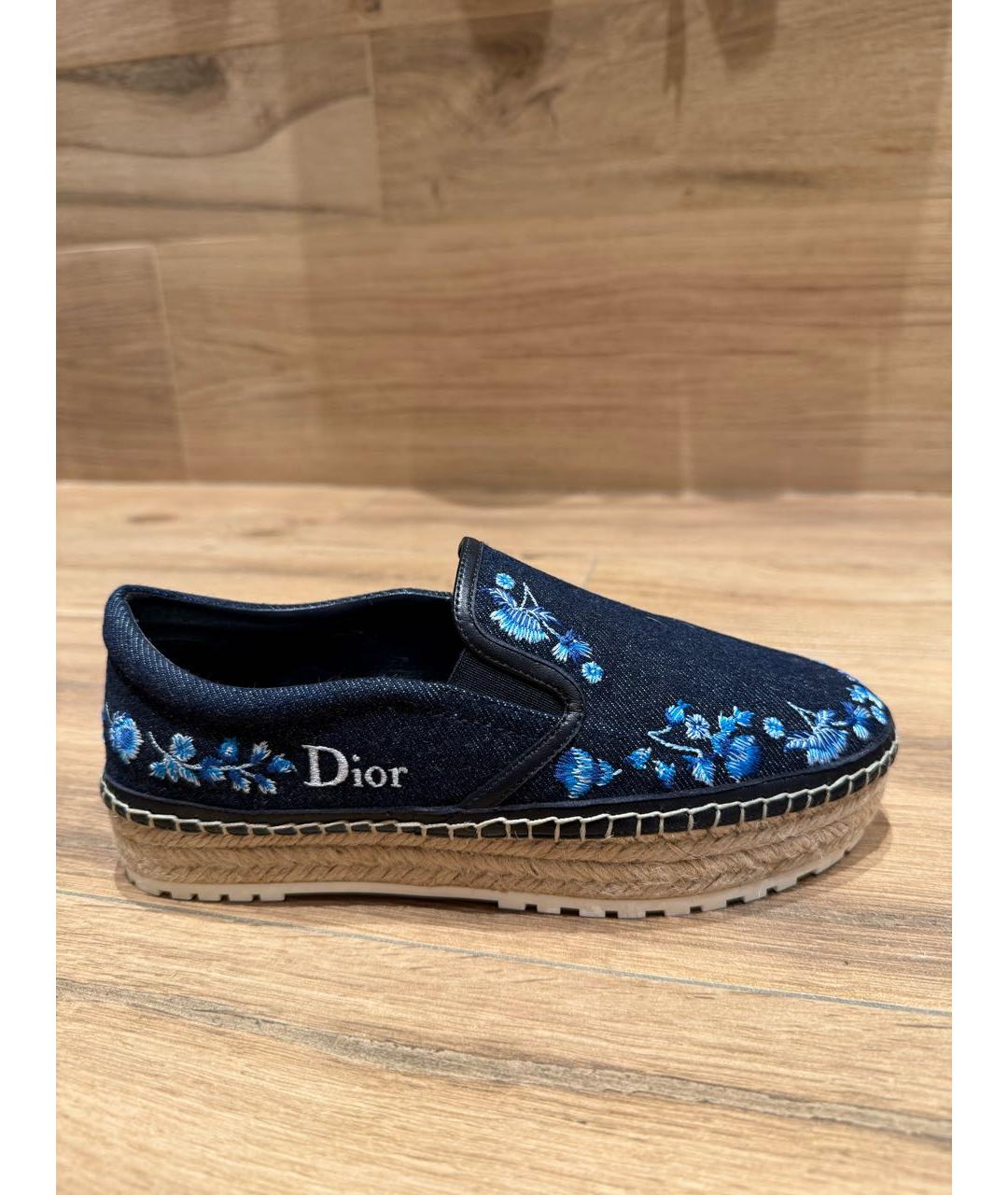 CHRISTIAN DIOR Темно-синие текстильные эспадрильи, фото 8
