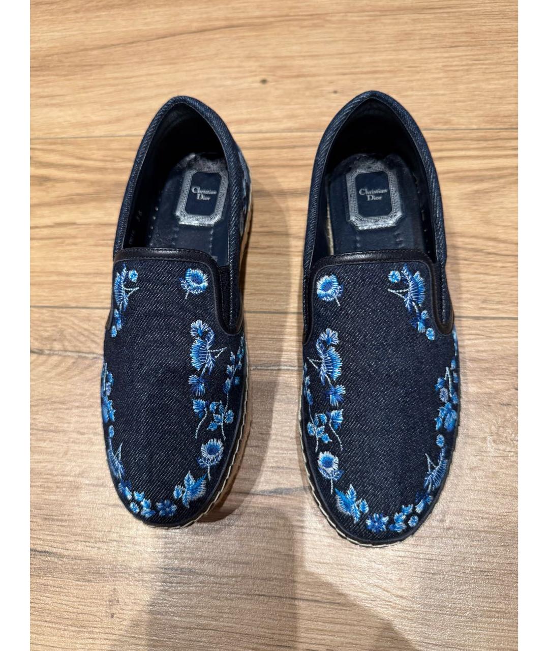 CHRISTIAN DIOR Темно-синие текстильные эспадрильи, фото 2