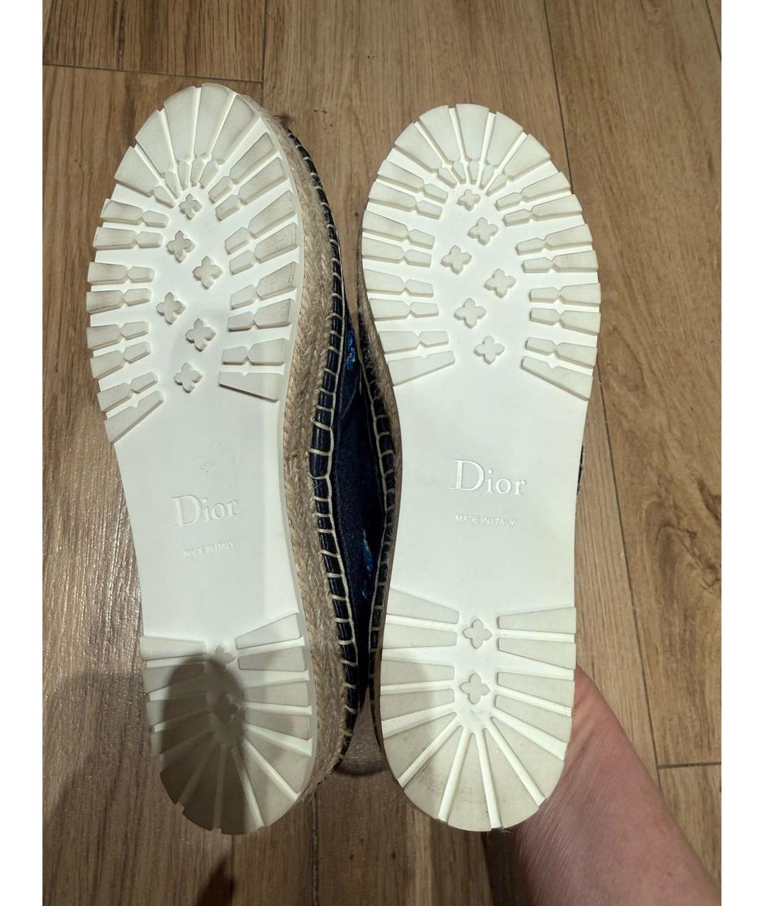 CHRISTIAN DIOR Темно-синие текстильные эспадрильи, фото 7