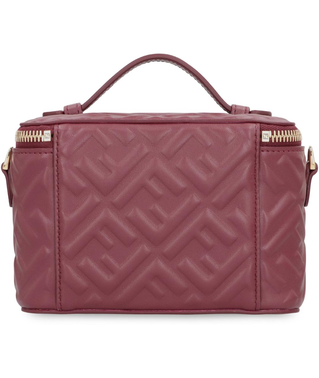 FENDI Бордовая кожаная сумка с короткими ручками, фото 3