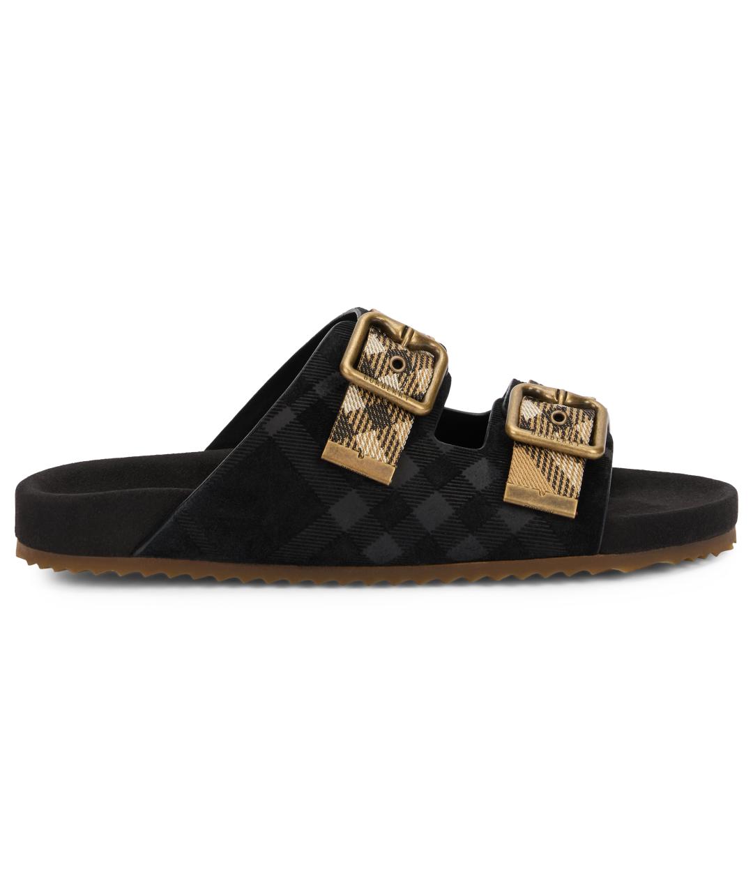 BURBERRY Черные кожаные сандалии, фото 1