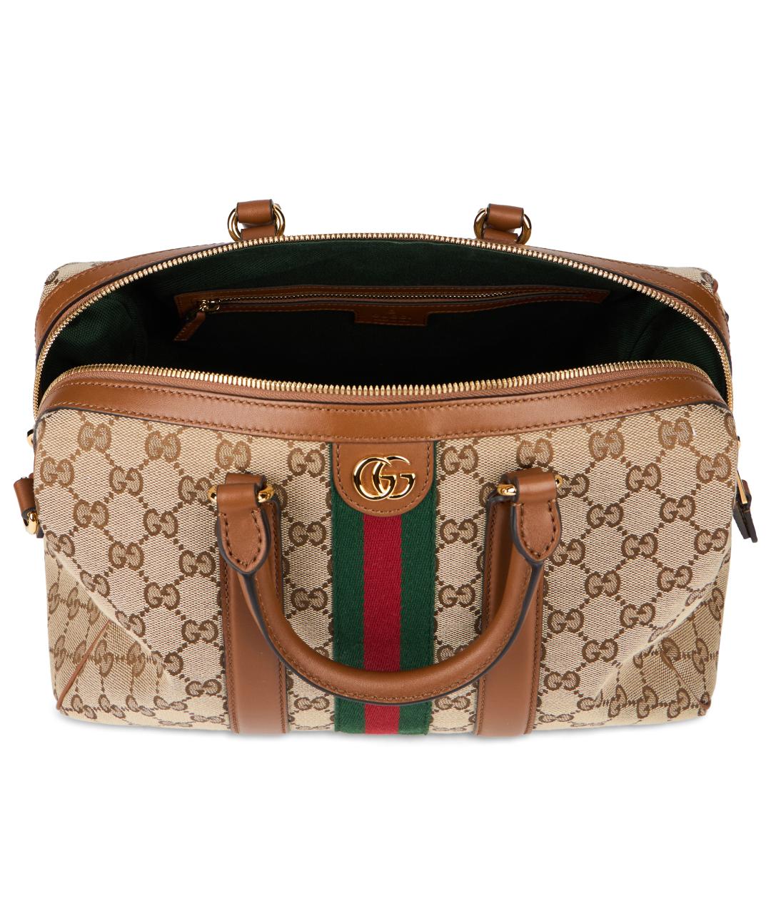 GUCCI Бежевая синтетическая сумка с короткими ручками, фото 5