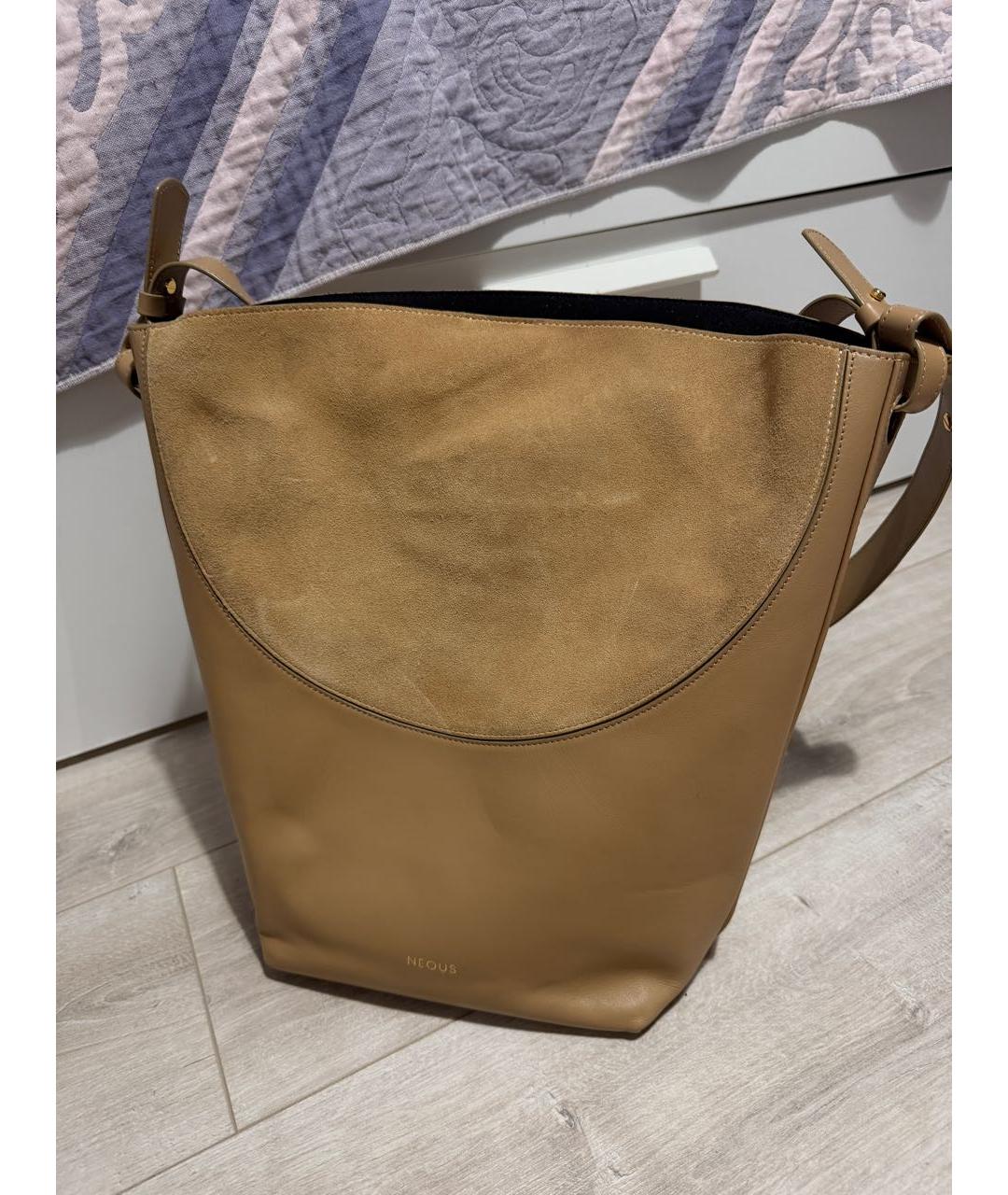 NEOUS Бежевая кожаная сумка тоут, фото 8