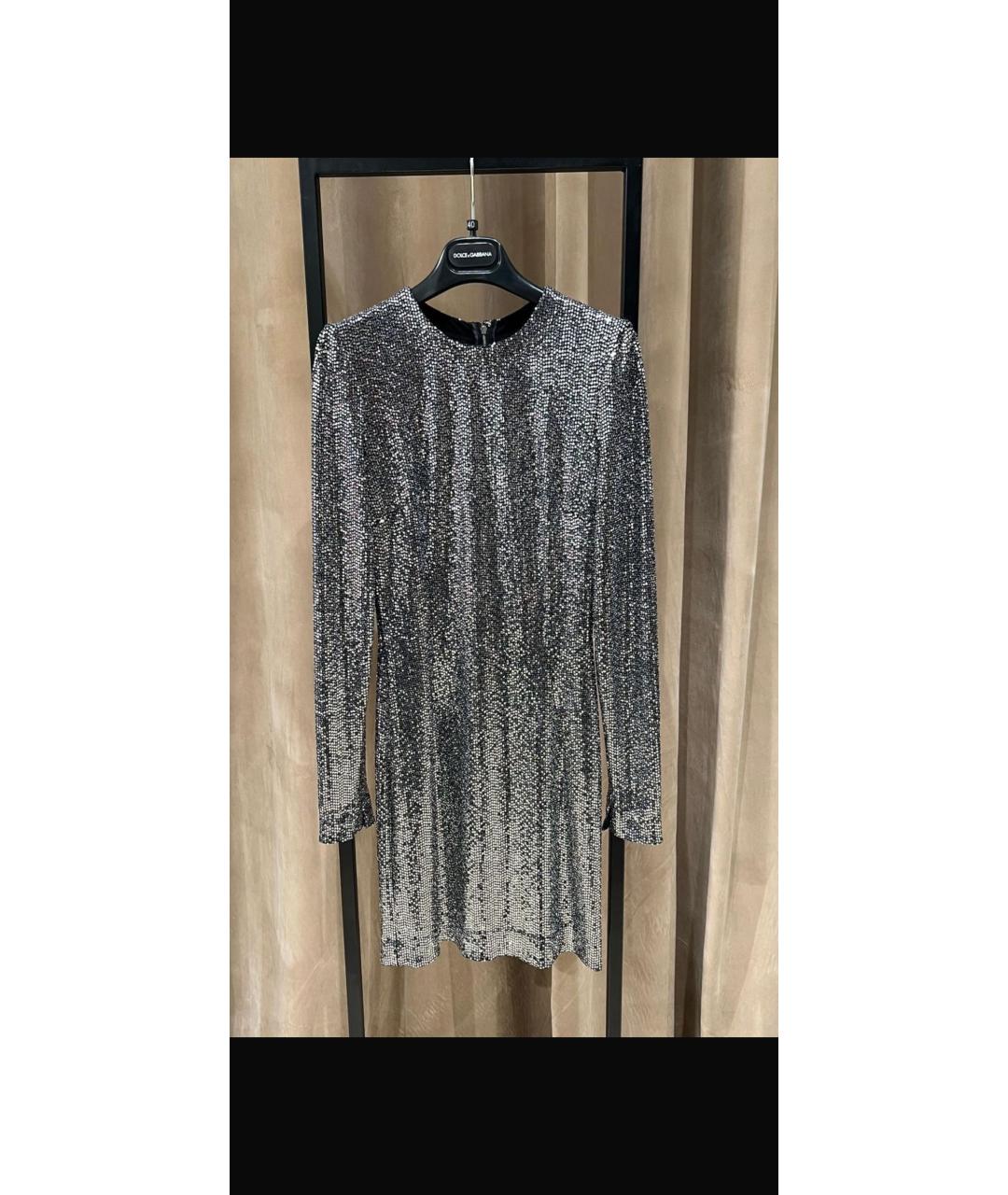 DOLCE&GABBANA Серебряное коктейльное платье, фото 5