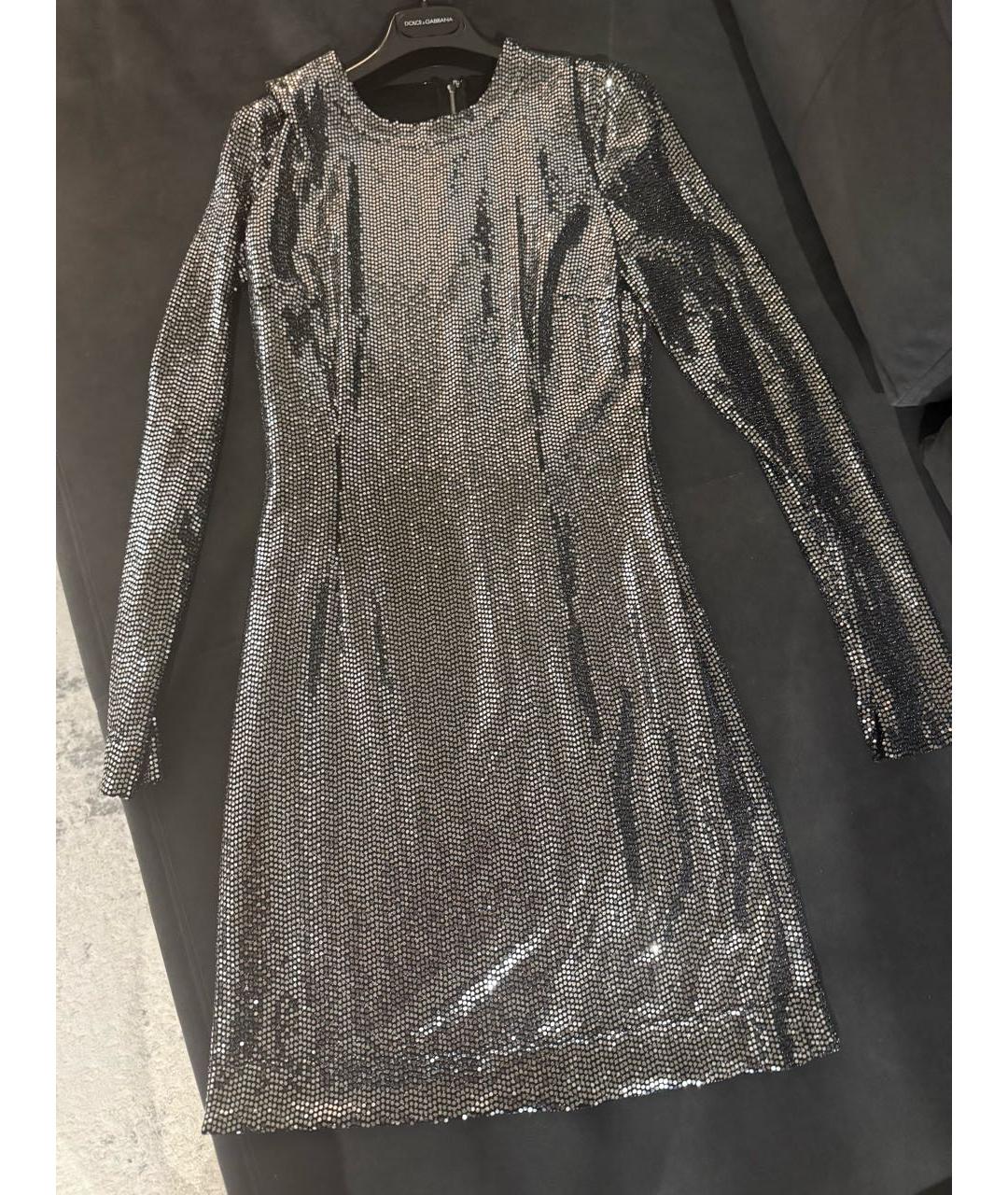 DOLCE&GABBANA Серебряное коктейльное платье, фото 4