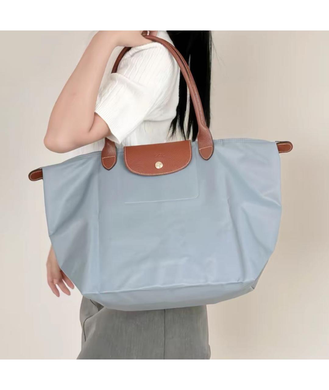 LONGCHAMP Голубая тканевая сумка тоут, фото 5