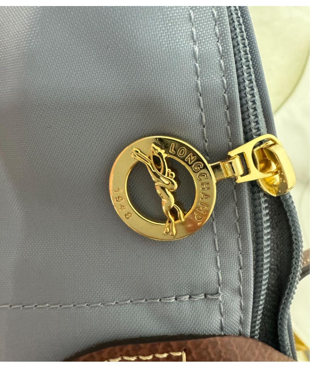 LONGCHAMP Голубая тканевая сумка тоут, фото 7