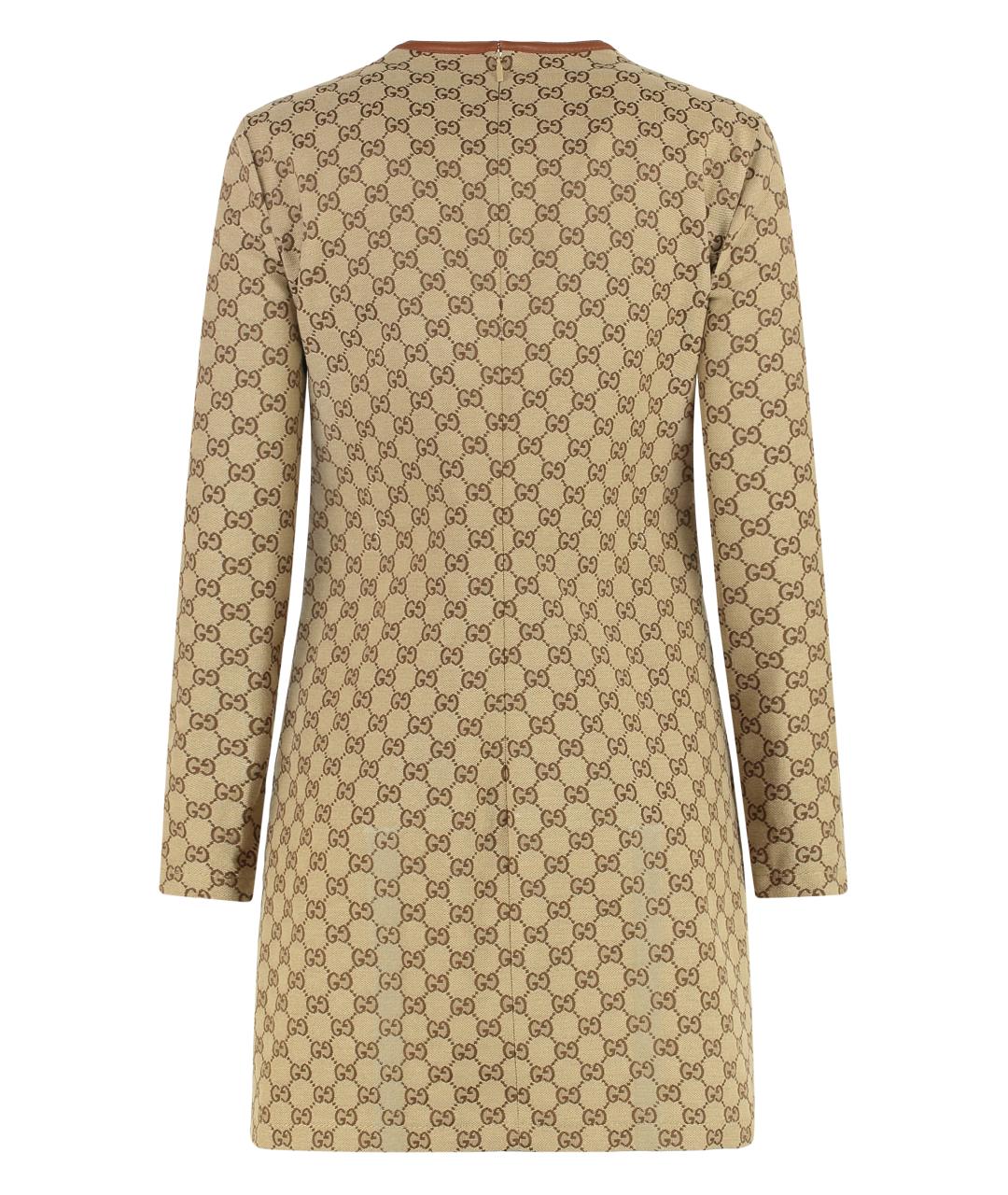 GUCCI Бежевое хлопковое повседневное платье, фото 2