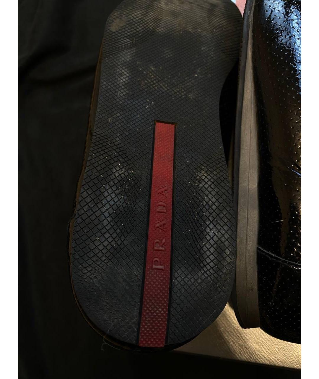 PRADA Черные кожаные низкие кроссовки / кеды, фото 8