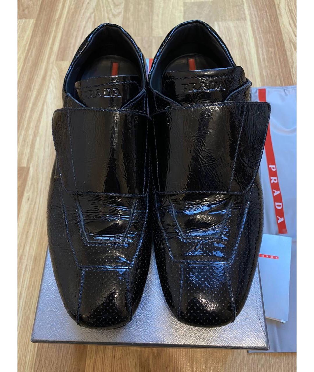 PRADA Черные кожаные низкие кроссовки / кеды, фото 2