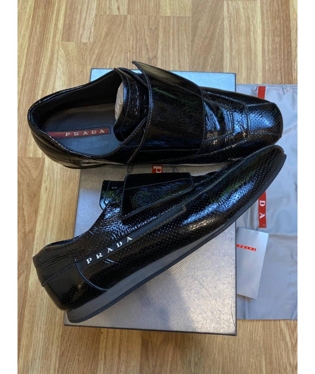 PRADA Черные кожаные низкие кроссовки / кеды, фото 9