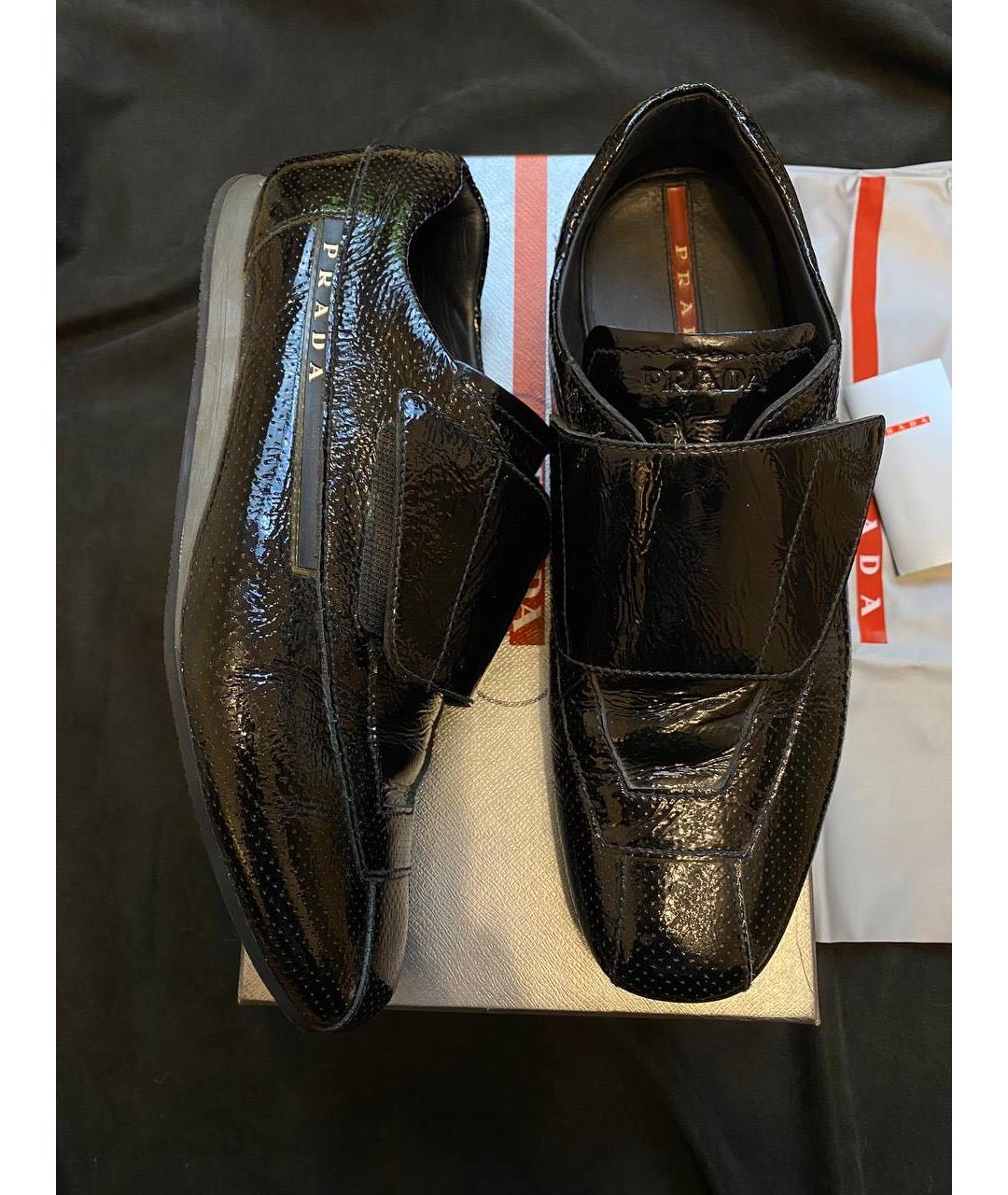 PRADA Черные кожаные низкие кроссовки / кеды, фото 6