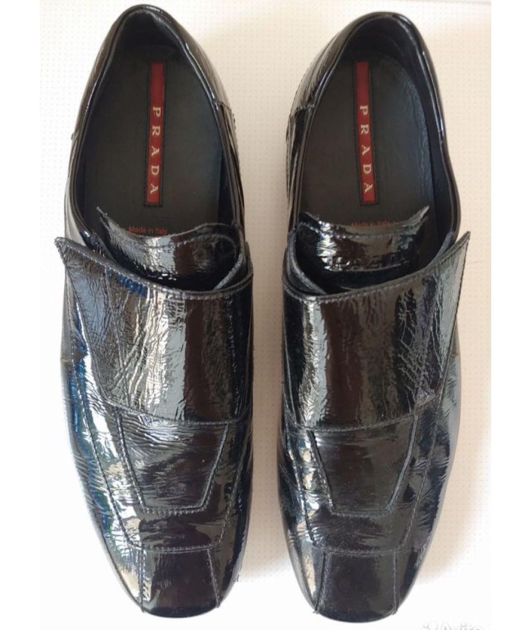 PRADA Черные кожаные низкие кроссовки / кеды, фото 7