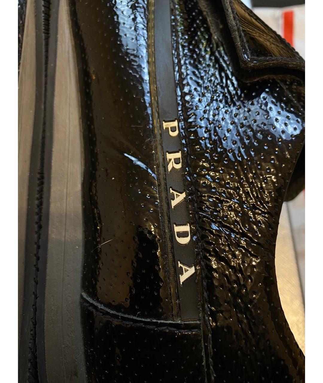 PRADA Черные кожаные низкие кроссовки / кеды, фото 3