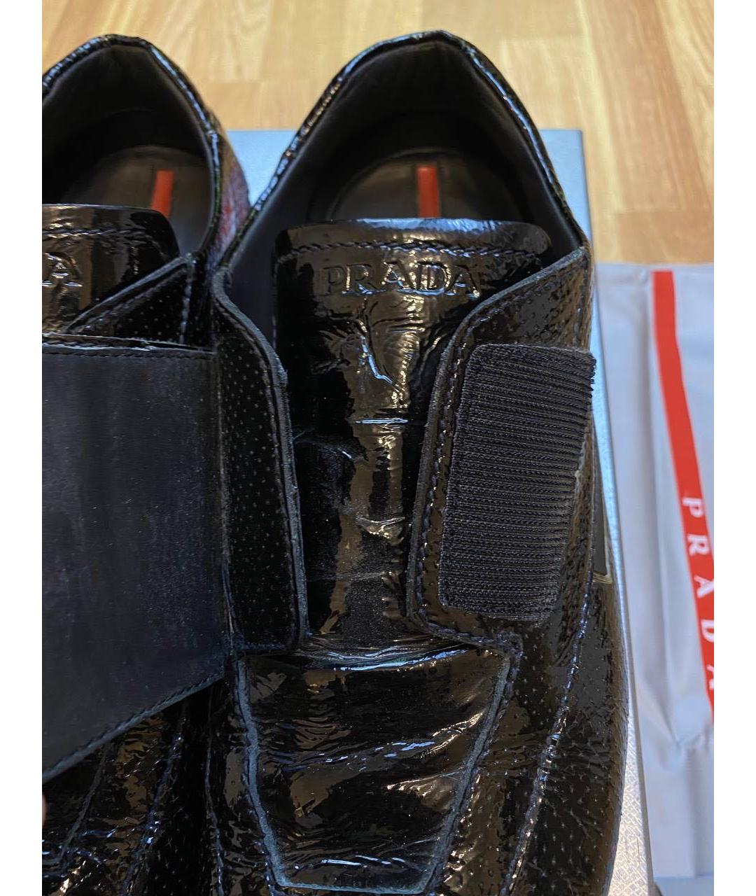 PRADA Черные кожаные низкие кроссовки / кеды, фото 5