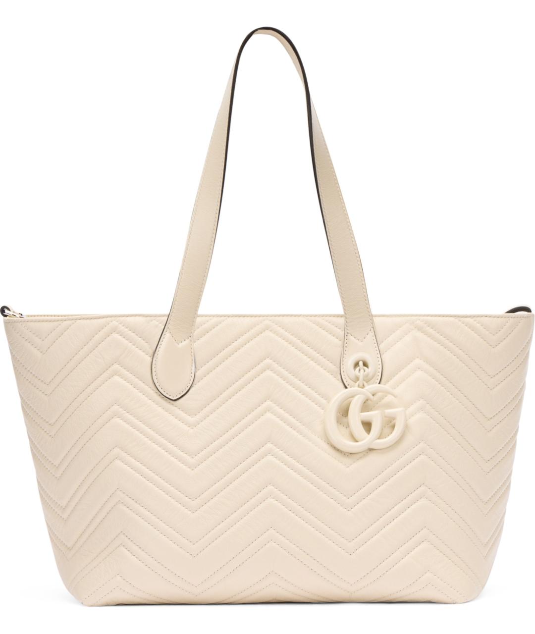 GUCCI Белая кожаная сумка тоут, фото 2