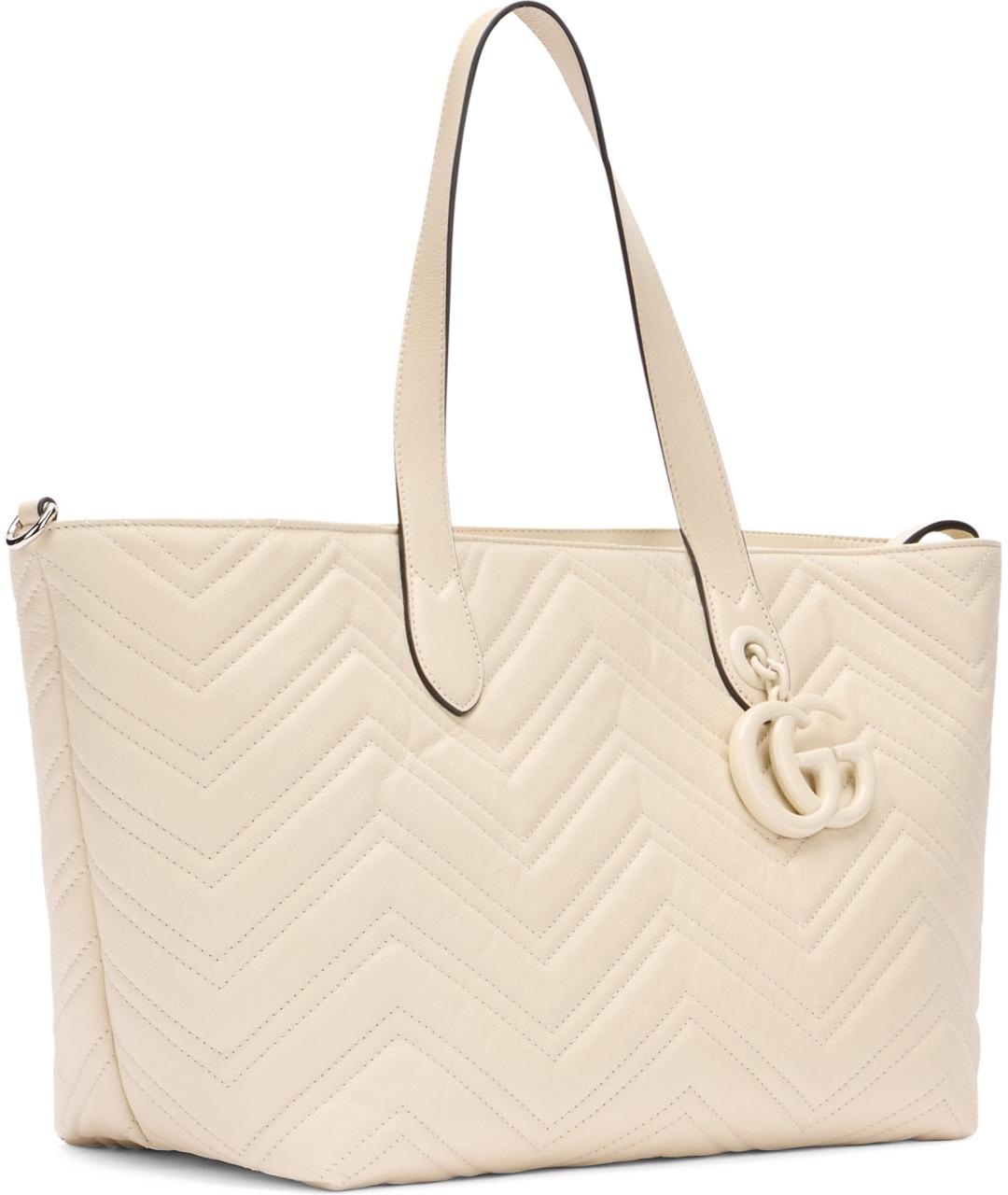 GUCCI Белая кожаная сумка тоут, фото 3