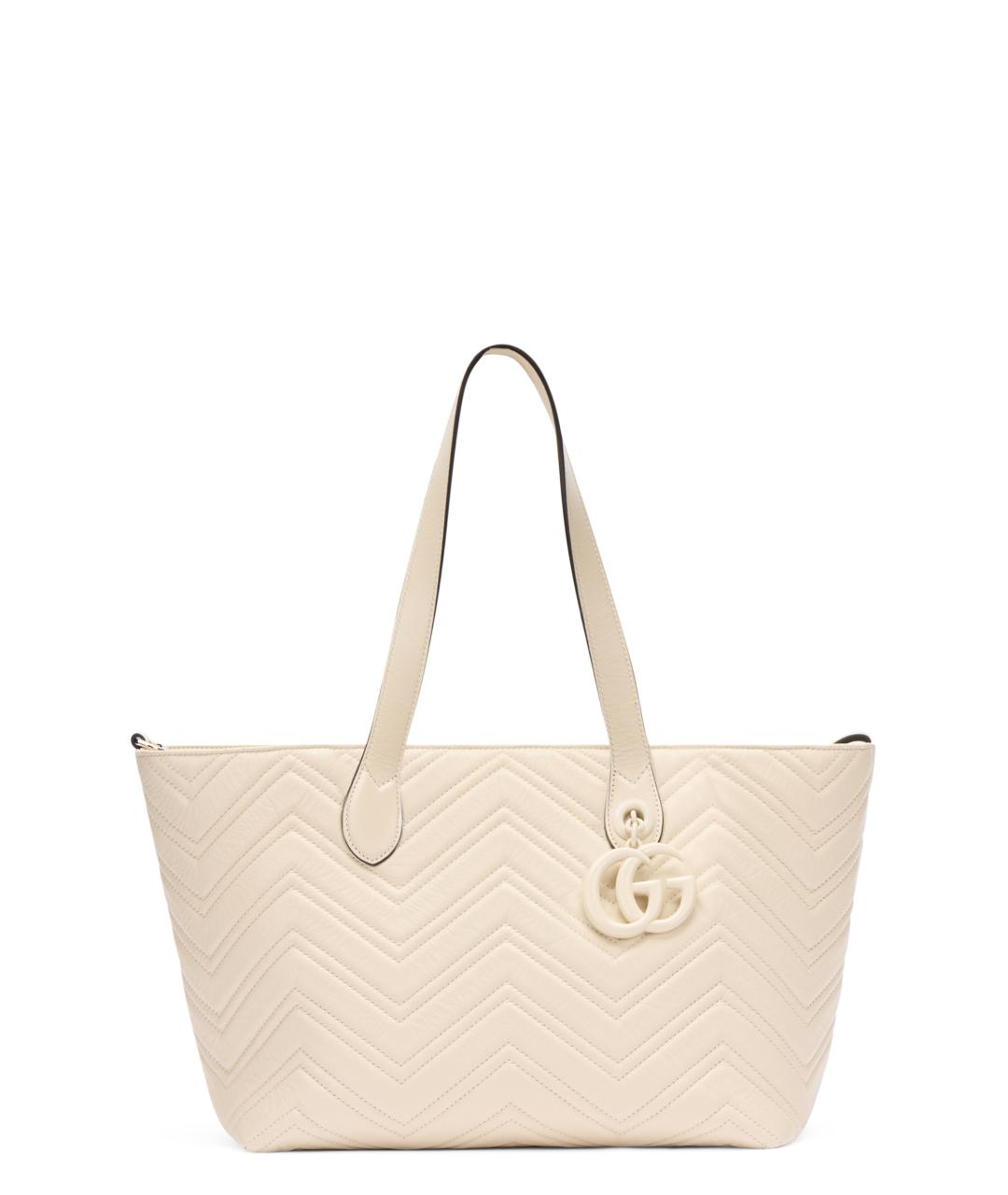 GUCCI Белая кожаная сумка тоут, фото 1