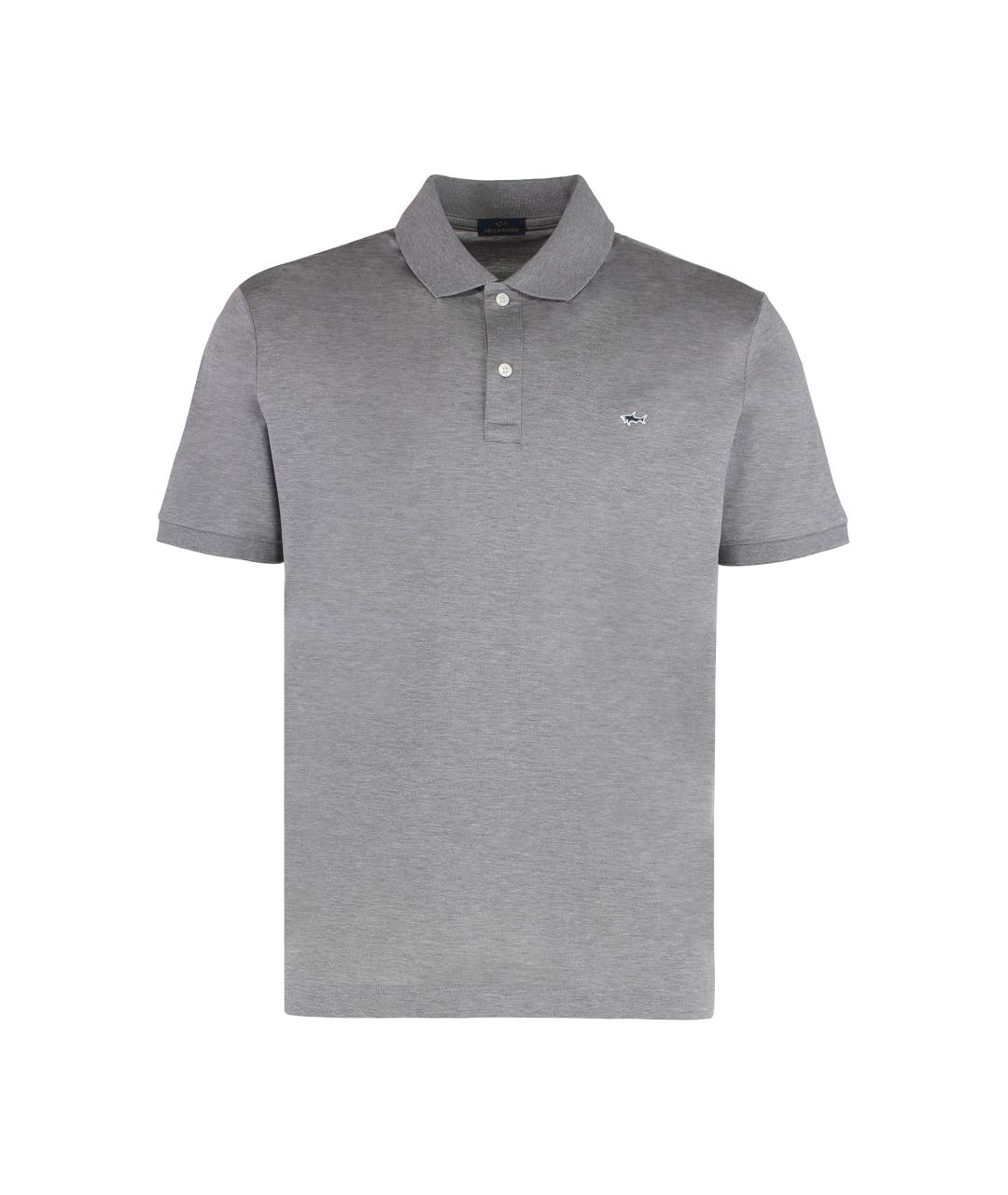 PAUL & SHARK Серое хлопковое поло с коротким рукавом, фото 1