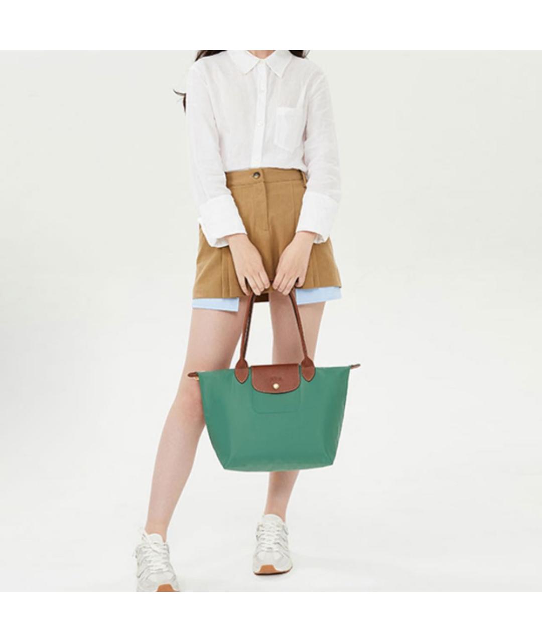 LONGCHAMP Зеленая тканевая сумка тоут, фото 4