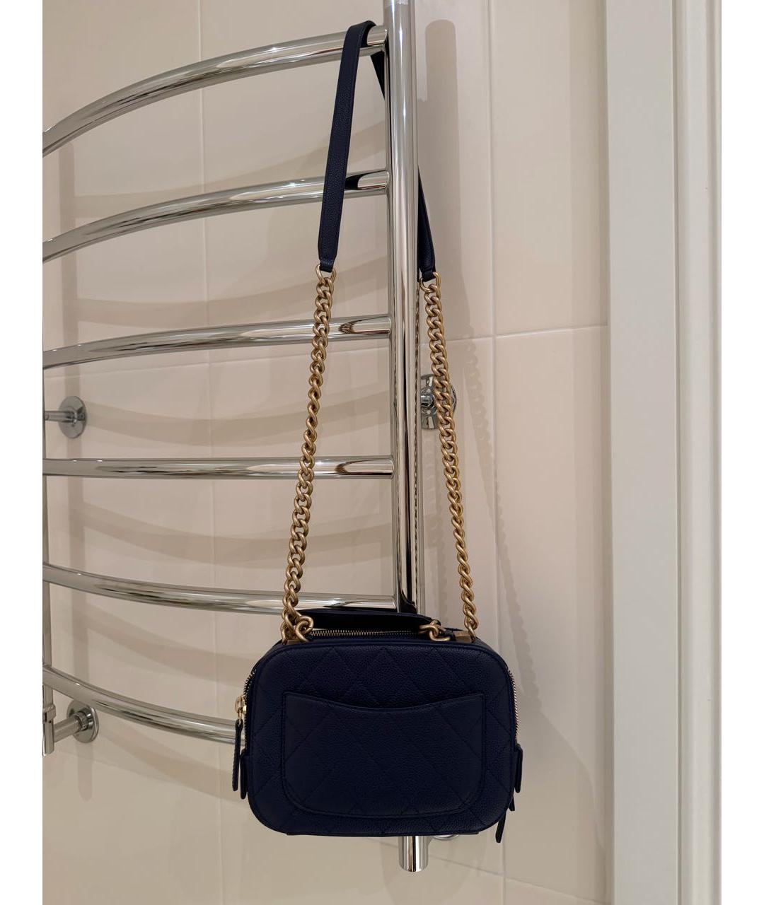 CHANEL Синяя кожаная сумка через плечо, фото 4