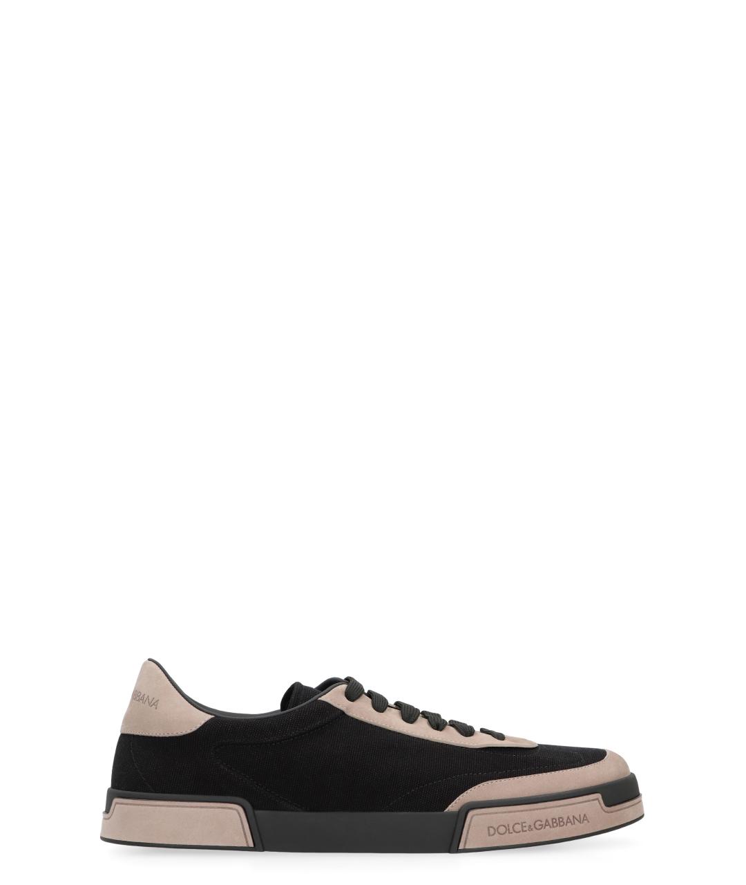 DOLCE&GABBANA Черные текстильные низкие кроссовки / кеды, фото 1