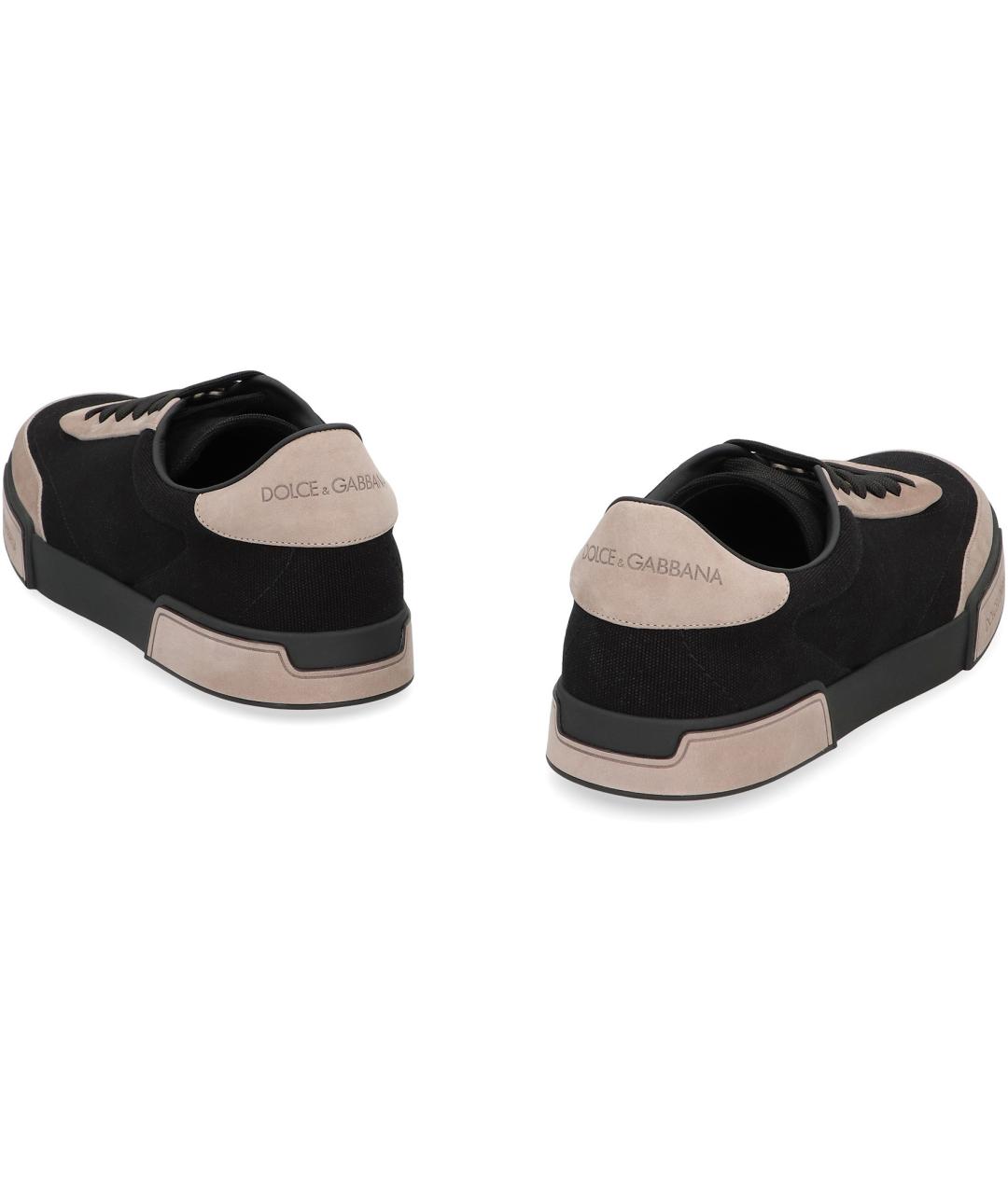 DOLCE&GABBANA Черные текстильные низкие кроссовки / кеды, фото 4