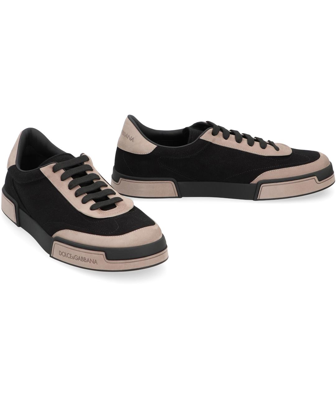 DOLCE&GABBANA Черные текстильные низкие кроссовки / кеды, фото 3